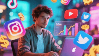 Social Media Hustle Guide Earn Online Successfully in 2025 a person using a laptop